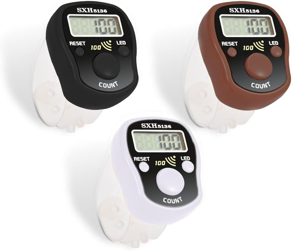 Finger Counter Click Manual Digital clicker, 5pack Stitch Tally Knitting Counters Led Re-settable Digits Pitch Electronic LCD Display finger Number Counter Fr Row, People, Score, Inventory,Crochet