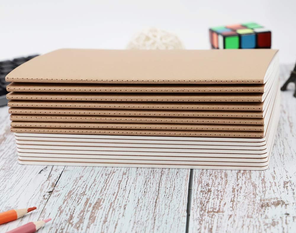 16 Pack Kraft Notebooks, Journals in Bulk for Writing, Blank Paper Sketchbooks, 60 Pages Notebook, 8.3x5.5 Inch, A5 Size, Travel Journal Set, for Gifts, Students and Office Supplies