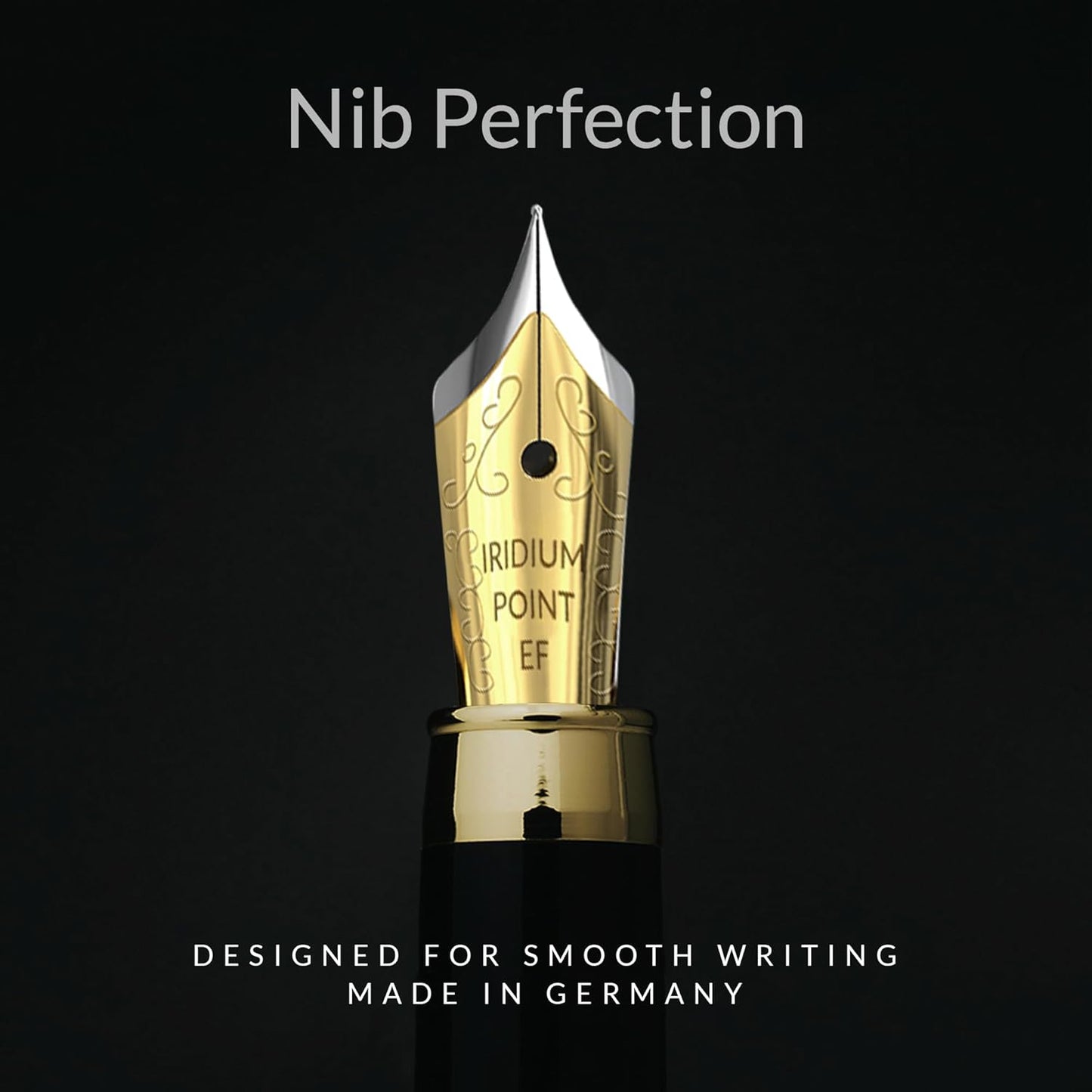 Wordsworth & Black Fountain Pen Set, Luxury Bamboo Wood - Extra Fine Nib, Gift Case; Includes 6 Ink Cartridges, Ink Refill Converter -Journaling, Calligraphy; Drawing, Smooth Writing [Brown Wood]