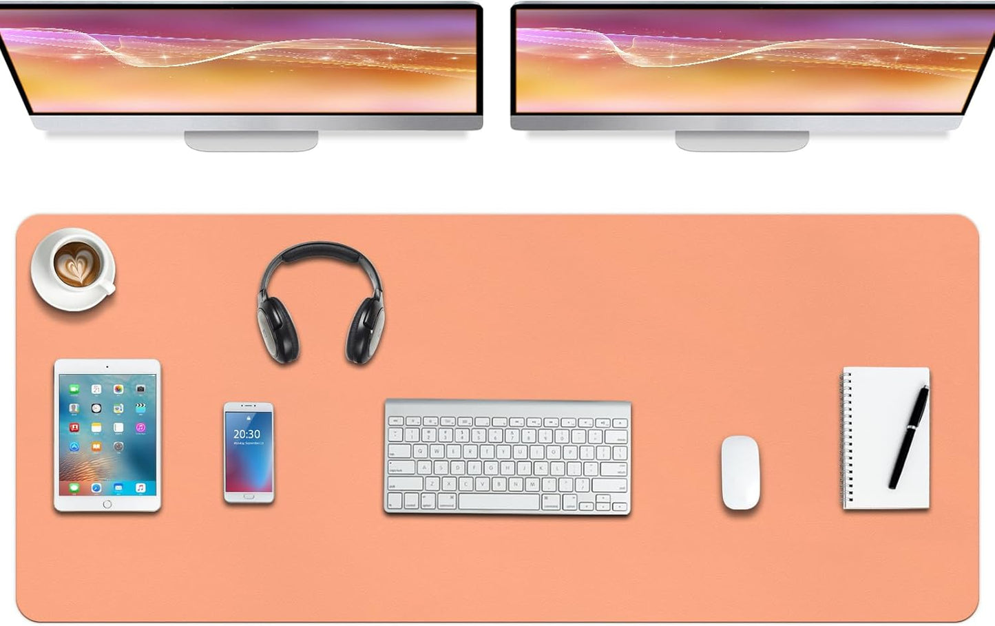 Boutilon Leather Desk Pad Protector,Non-Slip Mouse Pad,Laptop Desk Pad,Office Mouse Mat,Waterproof Leather Desk Blotter,Desk Writing Pad for Office and Home (XXXL-Orange Pink,47"x 24")