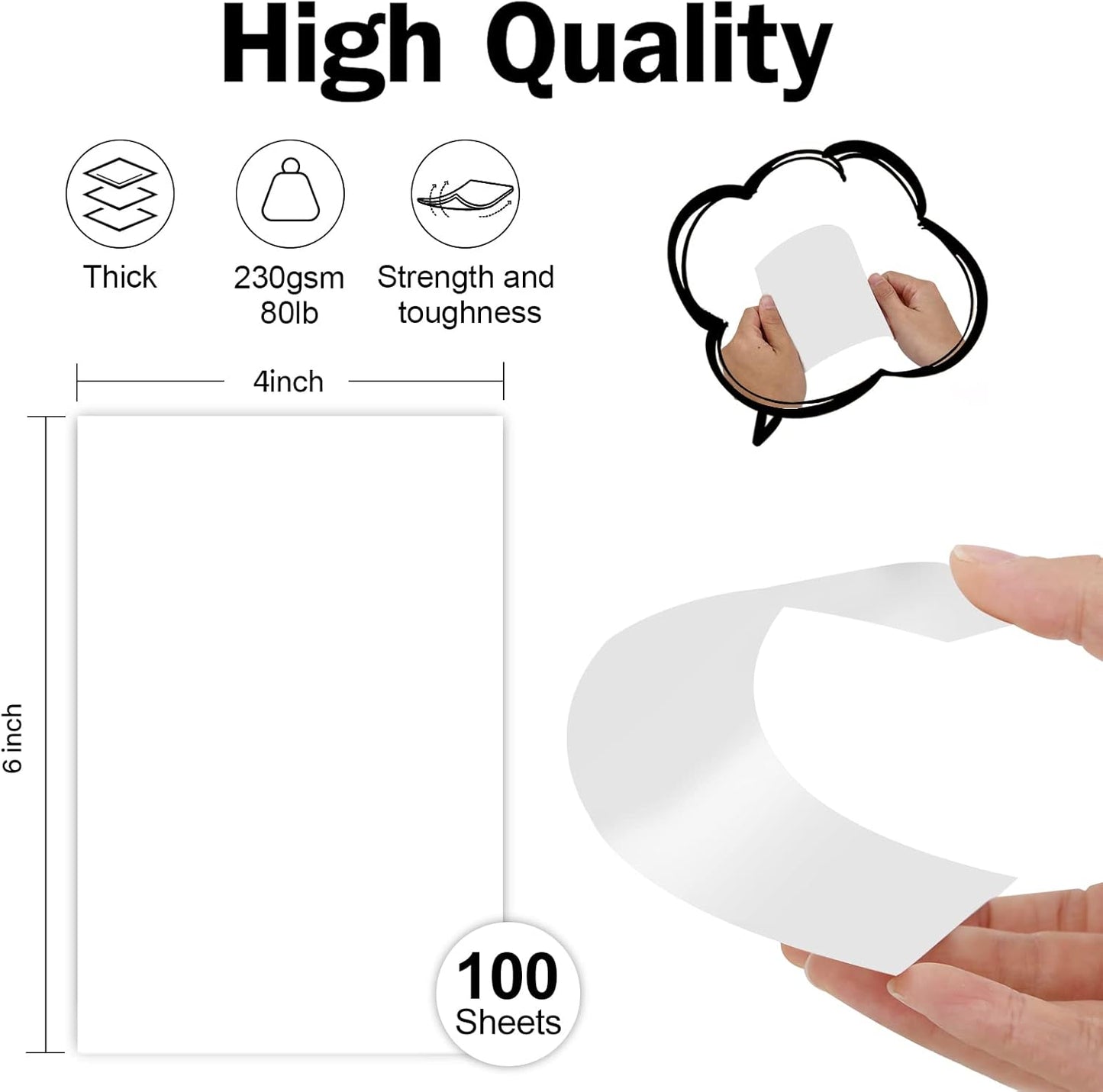 100 Pack White Blank Index Cards 4x6 Thick Paper, Goefun 80lb Heavyweight CardStock Unlined Notecards for Post Cards, Photo Paper, Recipe Cards