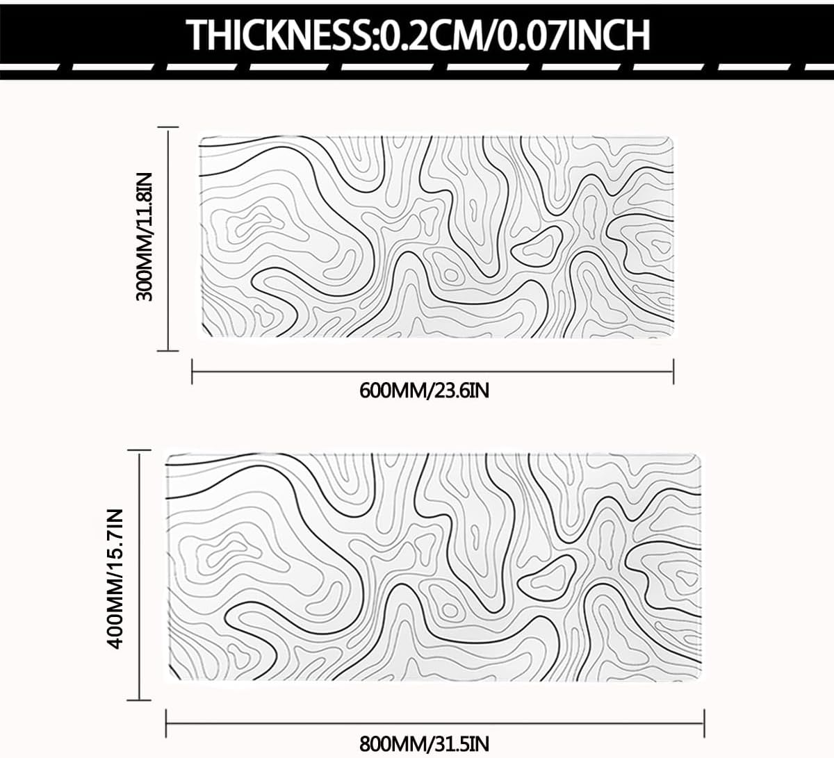 Large Gaming Mouse Pad with Stitched Edges, Anti-Slip Base, White Synthetic Cloth and Rubber Desk Pad
