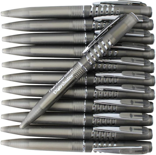 ezpencils - Personalized - Smoke Black body with a Spiral like Clicker, Silver Accents - Twister Pens - Free Personalization
