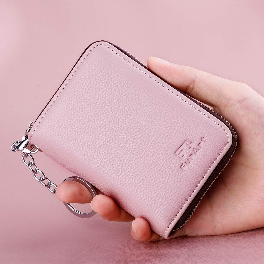 FurArt Zipper Wallet Women, RFID Blocking Credit Card Wallet, Business Card Holder, Compact Size KeyChain Wallet