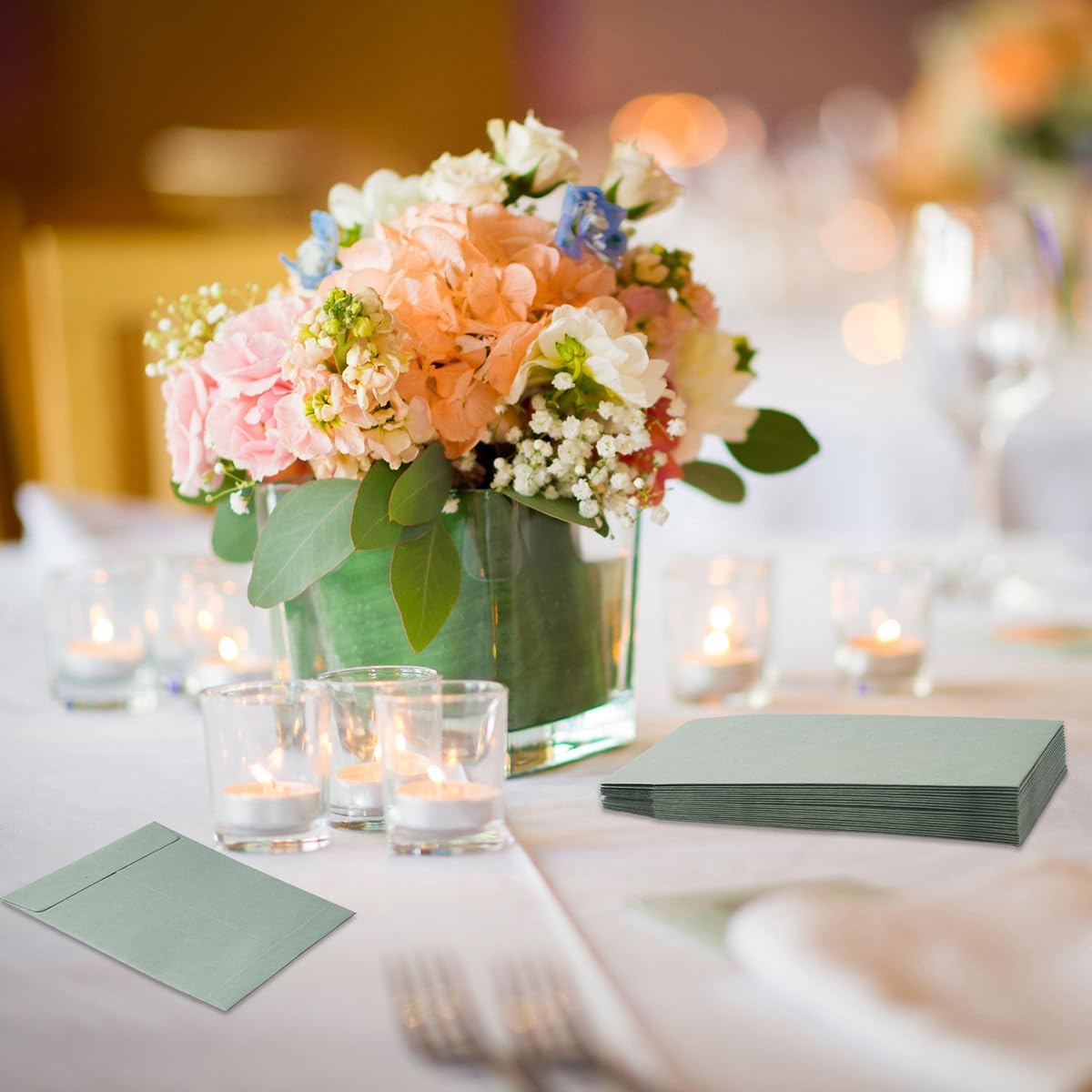 100 Pack Seed Envelopes Self-Adhesive Small Coin Envelopes Seed Storage Packets for Garden, Office or Wedding Gift (Sage-Green, 3 1/4 ×4 1/2 inches)