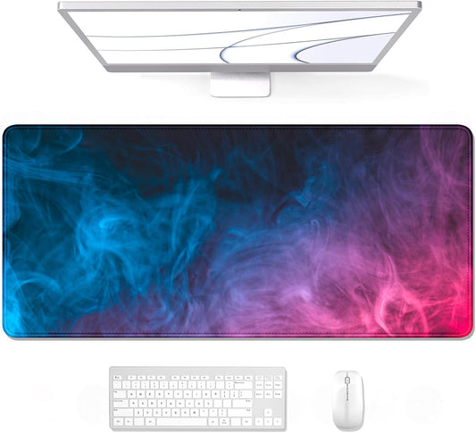 Auhoahsil Large Mouse Pad, XXL Gaming Mousepad, Desk Mat for Desktop, Thick Rubber, Big & Long Size, Stitched Edges, Full Desk Pad for Laptop & Computer, Extended 31.5 x 11.8 in, Colorful Smoke