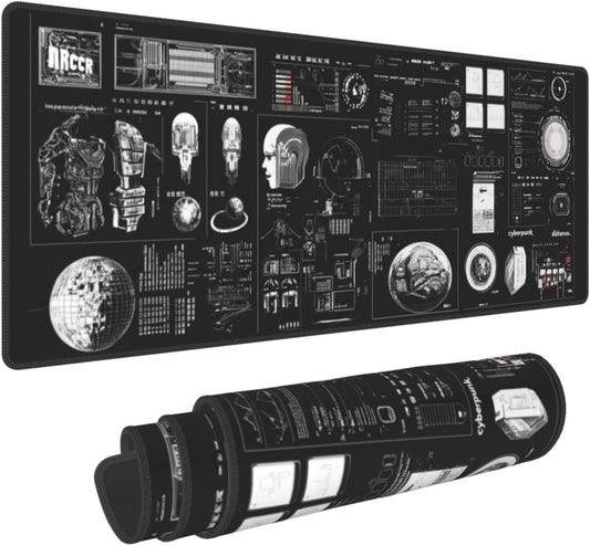 Machine Composition Mouse Pad 31.5 X 11.8 Inch Big Desk Rubber Base Stitched Edges Keyboard Pad XXL Mouse Mat for Home Game and Office