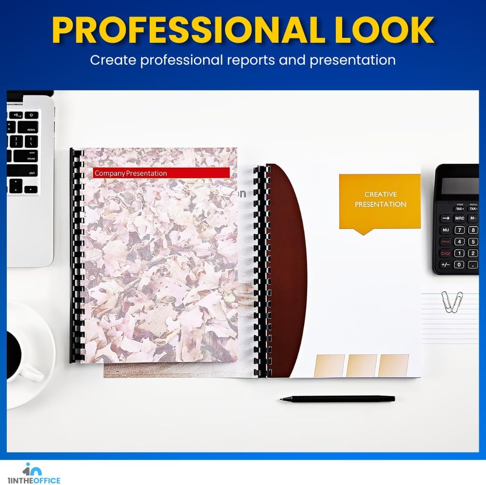 1InTheOffice Comb Binding Spines 8.5x11, Ring Plastic Binding Comb, Black Comb Spines, 1/2" Diameter (50/Pack)