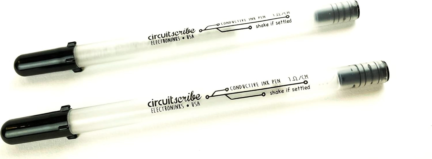 Circuit Scribe Non-Toxic Conductive Ink Pen for Kids Circuit Building Set (2-Pack) | Silver Ink Rollerball Point Pen Kit, Science Experiment, DIY Science Projects (New & Improved Formula)