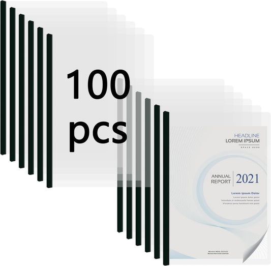 100 Pack Clear Report Covers with Sliding Bars, Plastic Report Folder Presentation File Folders Binder Resume Covers Document Binder for Business, 30 Sheet Capacity