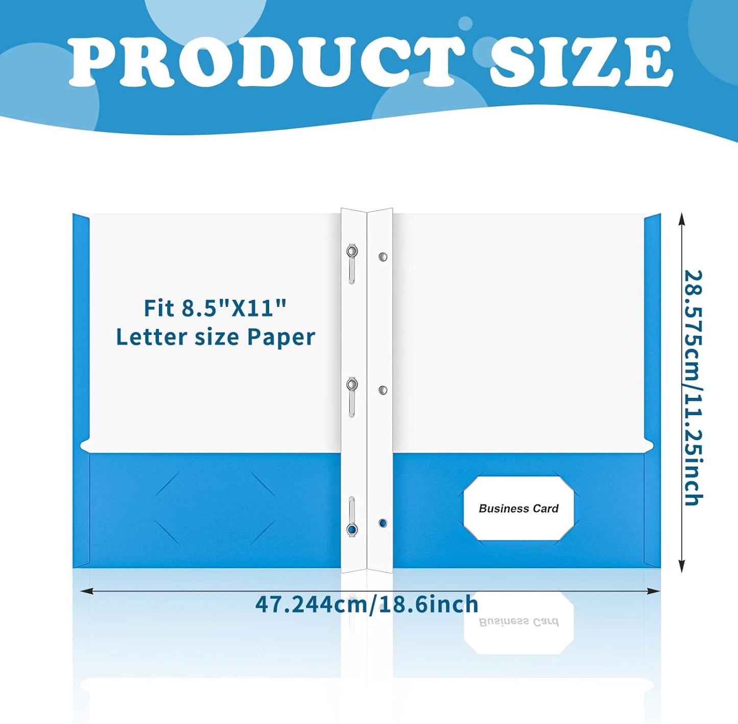 Folders with Pockets,IntoJoy 50 Pack Two Pocket Folders Business Card Holder Paper Folders with Prongs for School Office Filing Cabinet Resume Portfolio (Blue)