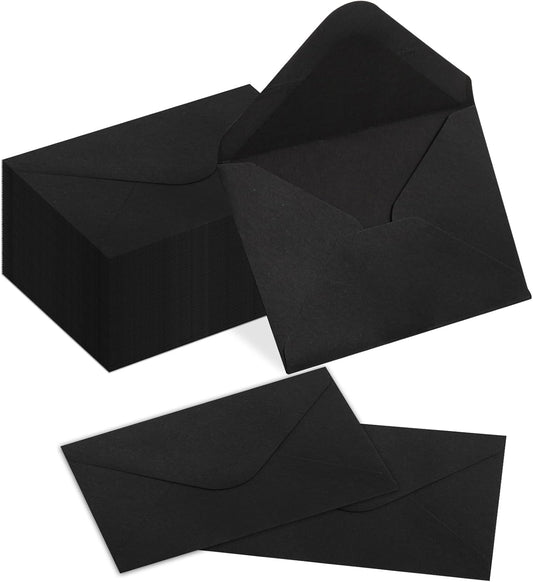 180 Packs Gift Card Mini Envelopes Small Envelope with Gummed Seal, Paper Business Card Envelopes, Bulk Tiny Envelope Pockets for Small Note Cards, 4 x 2.7 Inches (Black)