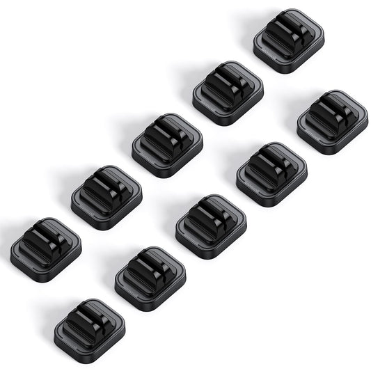 10Pack [Spring Fixed] Cord Holder Clips, Cord Organizer for Desk - Lamicall Adjustable Clips Cable Management, Phone Charger Cord Holder, Wall Car Desktop Nightstand Wire Cord Organizer