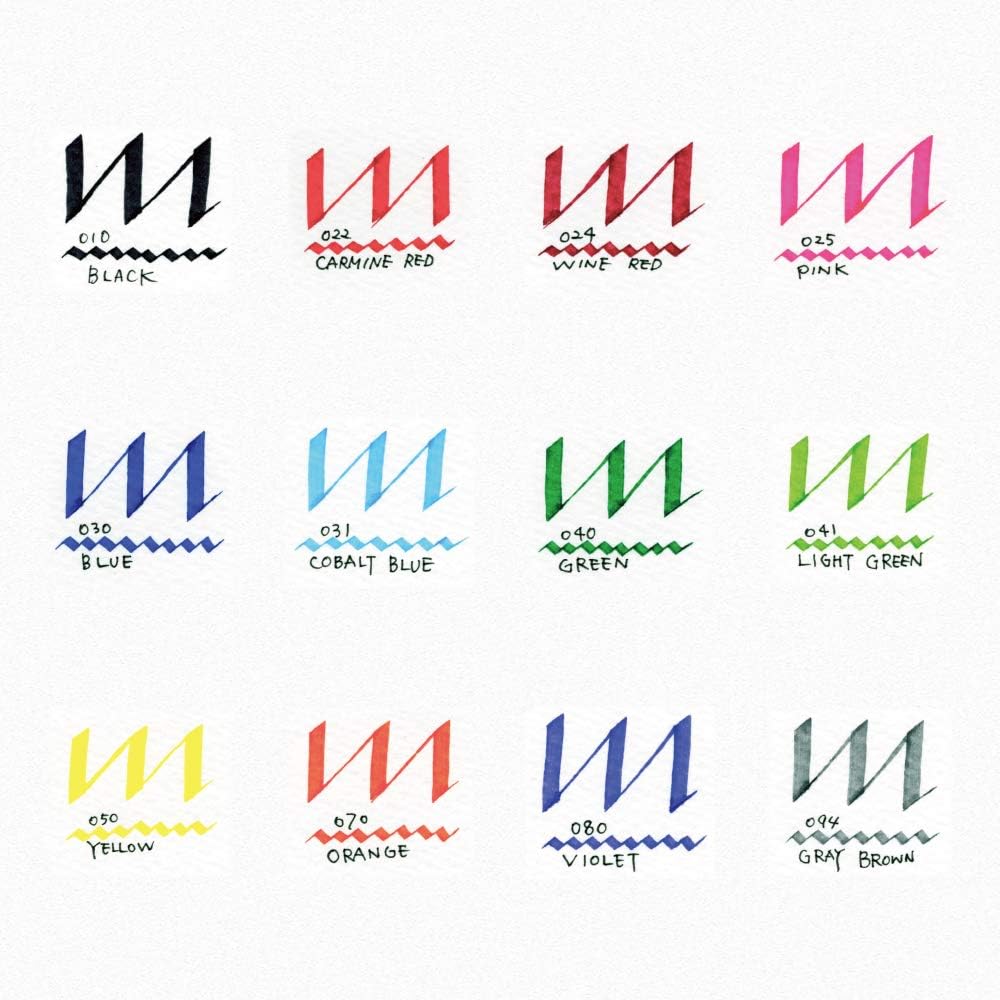 Kuretake ZIG Calligraphy Marker Pens, 12 Colors set, 2mm & 3.5mm Dual Tip Markers, for Writing & Hand Lettering, for Professional, Beginner, Water-based dye ink, Made in Japan