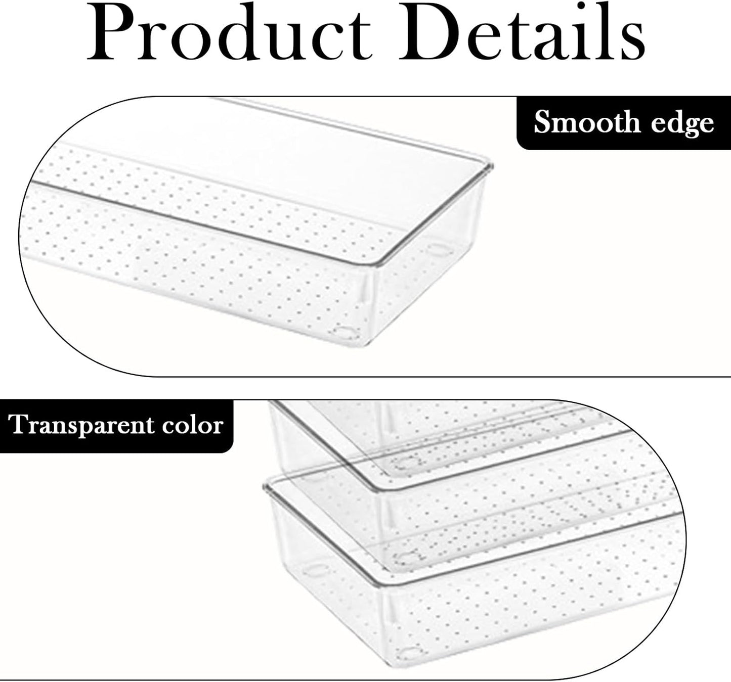 6 Pack Clear Drawer Organizer Trays Plastic Drawer Organizers Set 15 x 6 x 2 Inch Desk Drawer Divider Storage Bins Stackable Drawer Organizer Trays for Dresser Makeup Kitchen Office