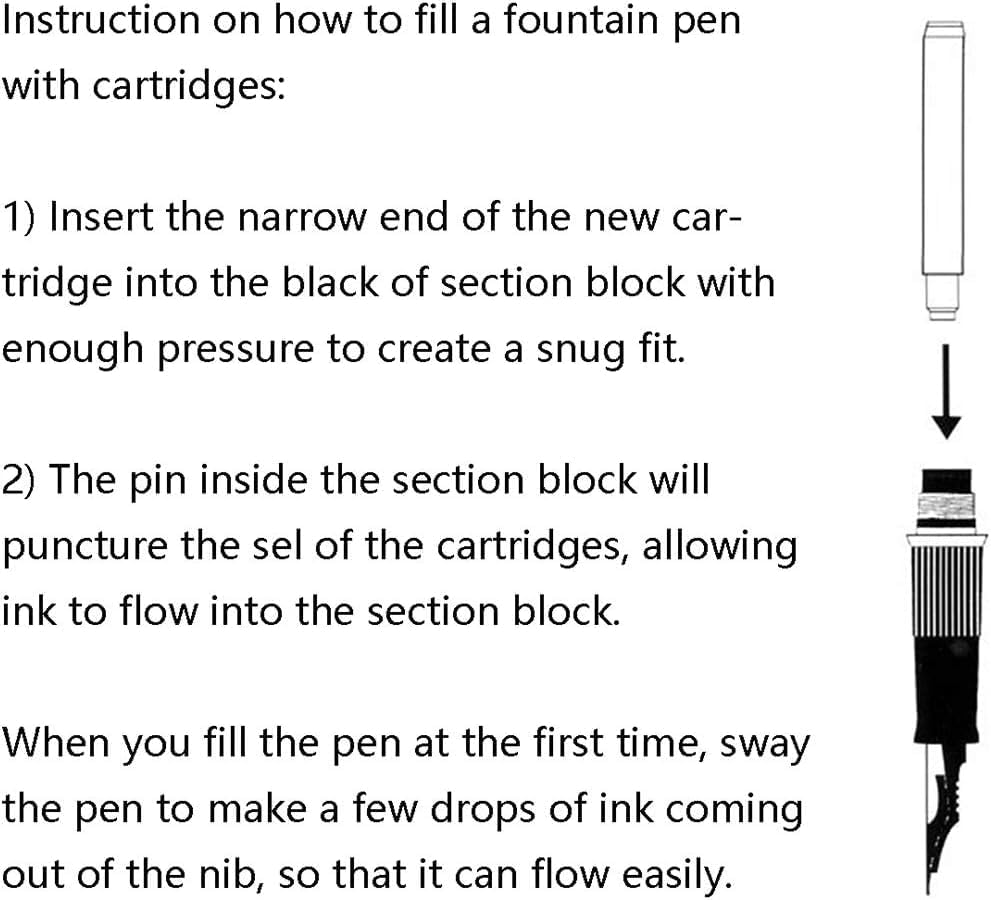 Jinhao Fountain Pen Black Ink Cartridge International Standard 2.6mm Bore Diameter Ink Refill Set of 30 PCS