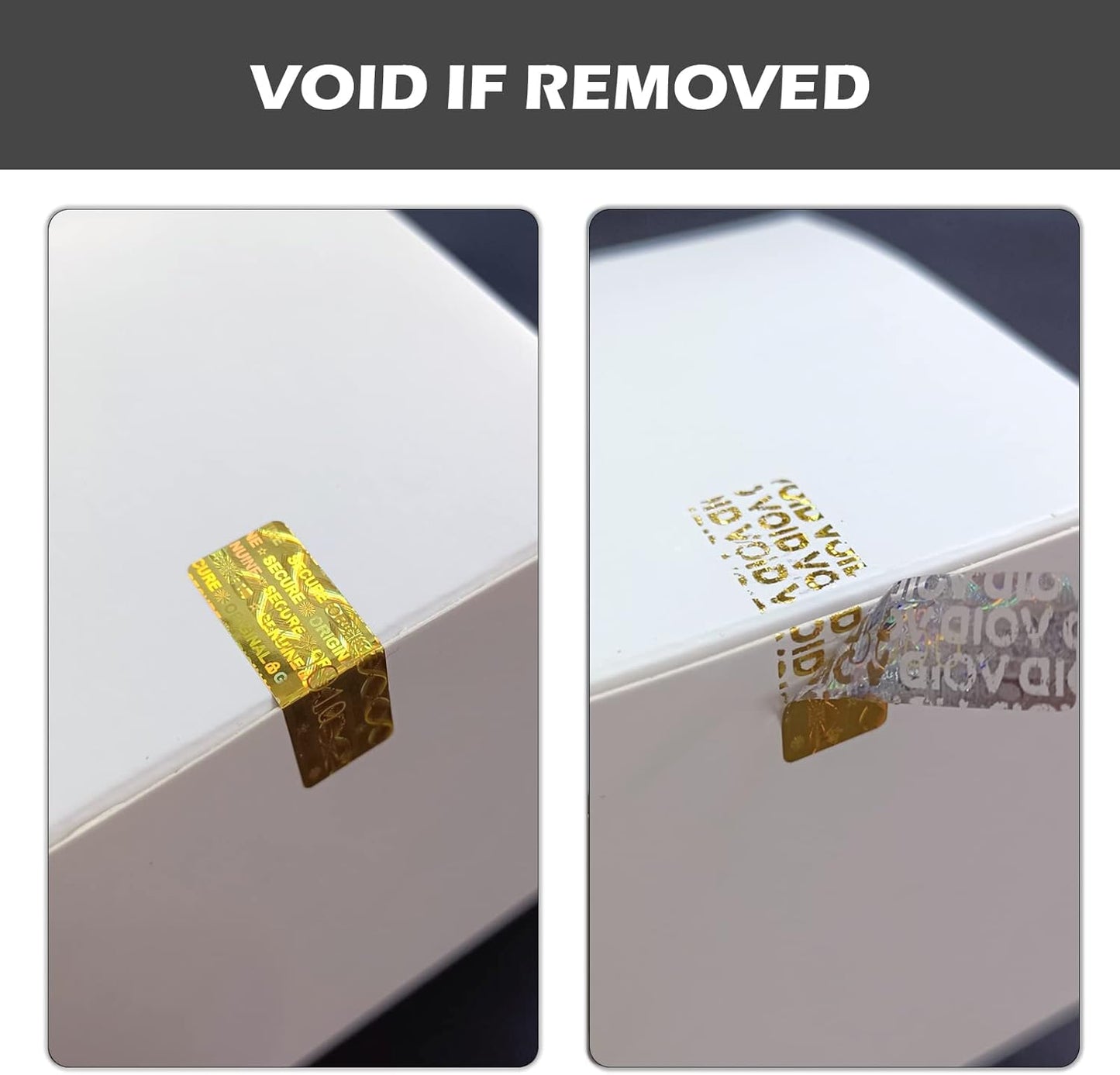 180pcs Hologram Tamper Proof Stickers Security Labels Genuine Warranty Void Seal Tamper evident Original Sticker with Unique Serial Number (1.2x0.4inch,Gold)