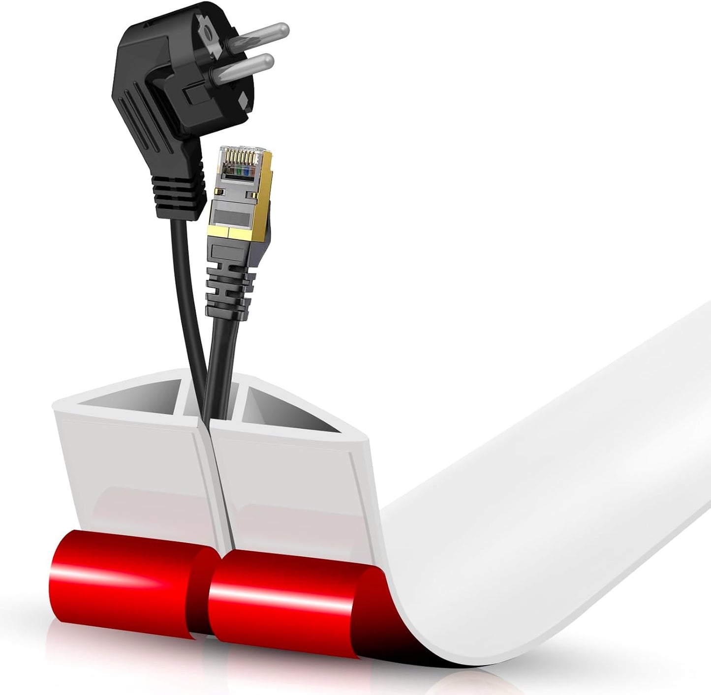 Floor Cord Cover Self Adhesive Cord Hider,3.3FT Cable Management, Extension Strip Protector for Wires, Prevent Cable Trips for Offices, Gyms, Exhibitions Cavity:0.47"(W) x 0.35"(H) White