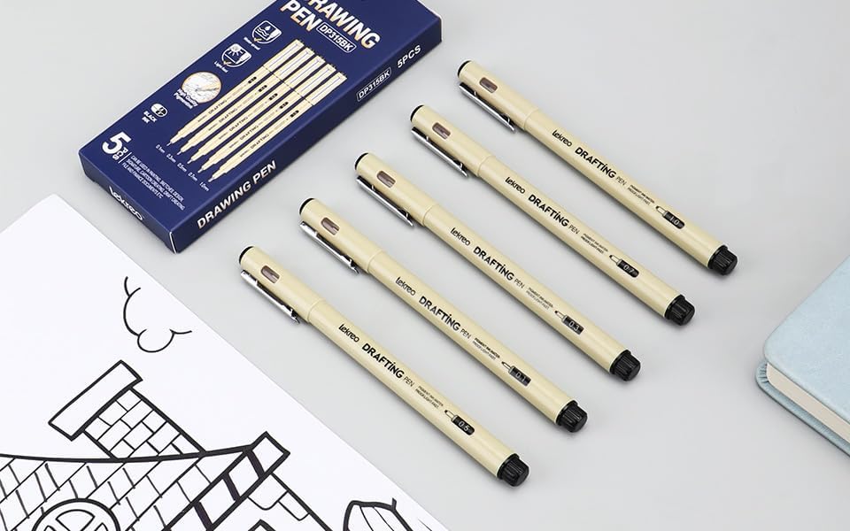 5-Piece Fineliner Pen, Assorted Point Sizes 0.1 to 1mm Ultra Fine Tips Pens, for Art, Writing & Bullet Journaling - Assorted 5 Point Sizes (5 Point Sizes)