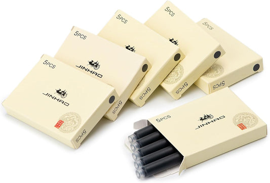 Jinhao Fountain Pen Black Ink Cartridge International Standard 2.6mm Bore Diameter Ink Refill Set of 30 PCS