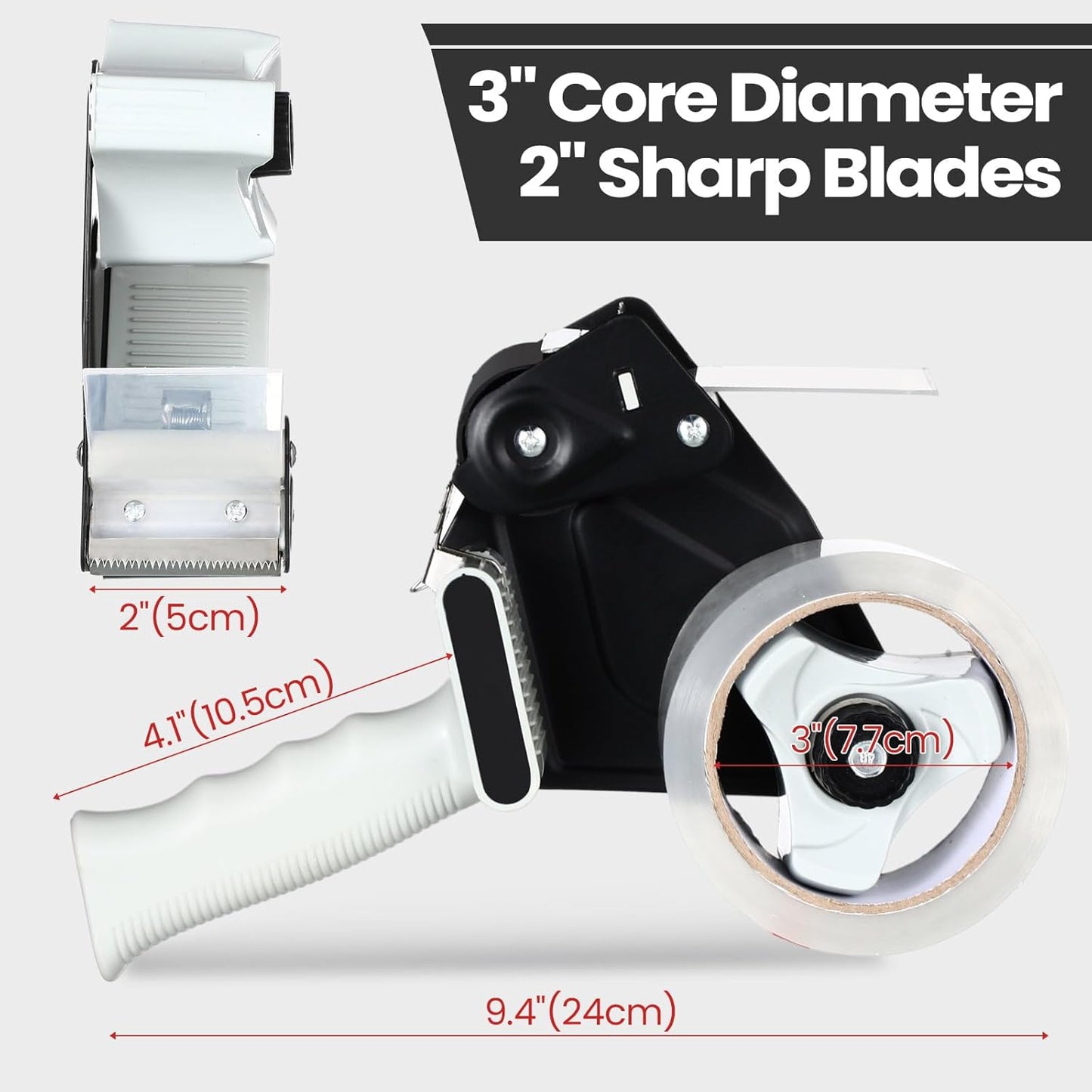 2 Pack Packing Tape Dispenser Gun with 12 Roll Packing Tape 2 Inch Gun 2.7 Mil Heavy Duty Packaging for Shipping, Moving, Carton and Box Sealing(Black)