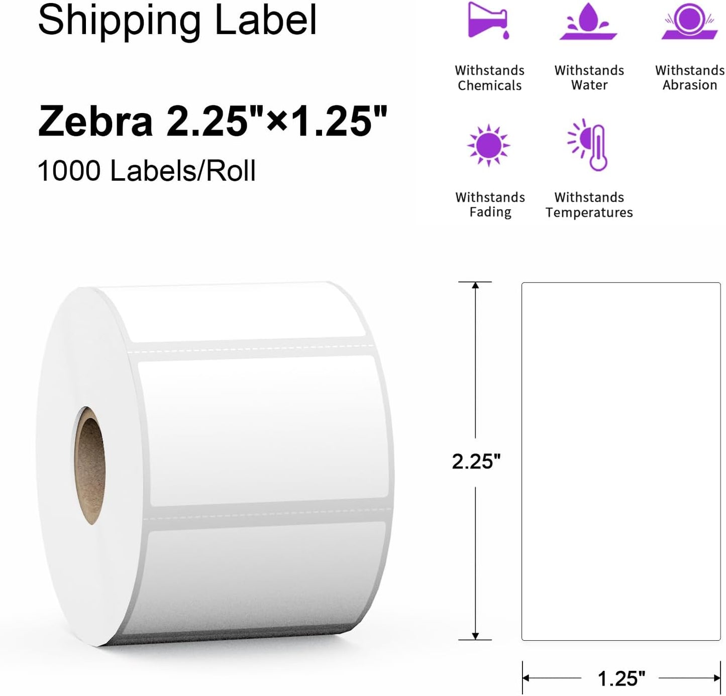 12 Rolls 12000 Labels 2.25" x 1.25" Direct Thermal Labels - AveneMark Perforated for Barcode Address Labels - Postage Shipping Labels Compatible with Rollo & Zebra Desktop Printers,1000 Labels/Roll