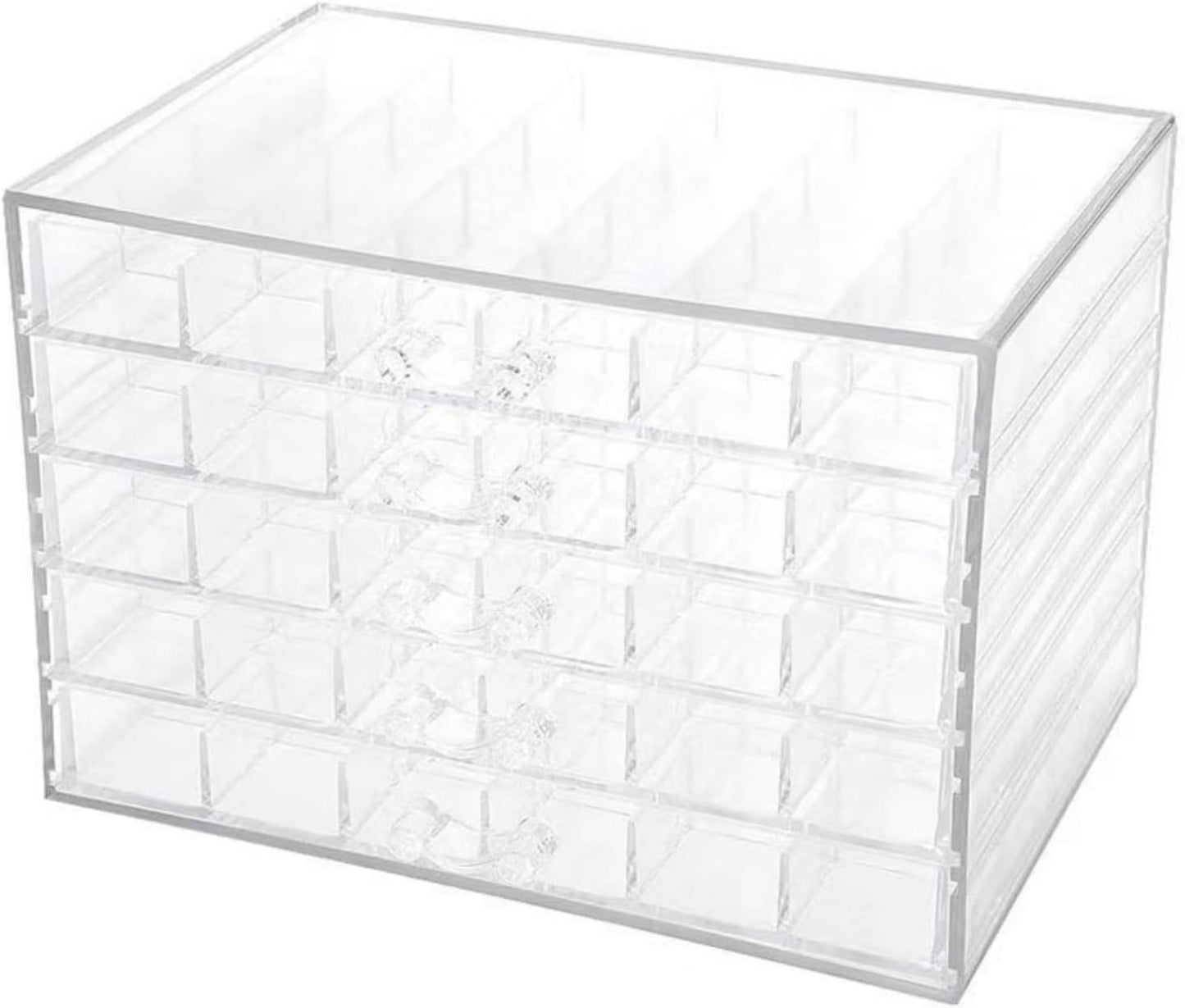 Feadily Acrylic Jewelry Organizer Box, Jewelry Drawer Organizer With 5 Drawers 120 Grids, Clear