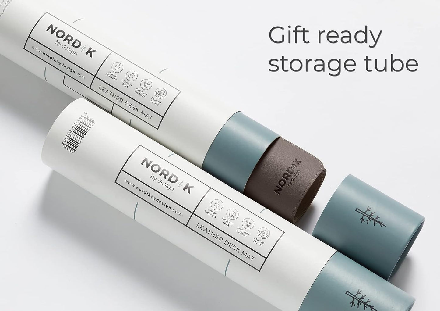 Nordik Cork Leather Desk Mat Cable Organizer - Gunmetal Grey 35 X 17 inch - Premium Extended Mouse Mat for Home Office Accessories - Non-Slip Vegan Leather Desk Pad Protector & Desk Blotter Pad