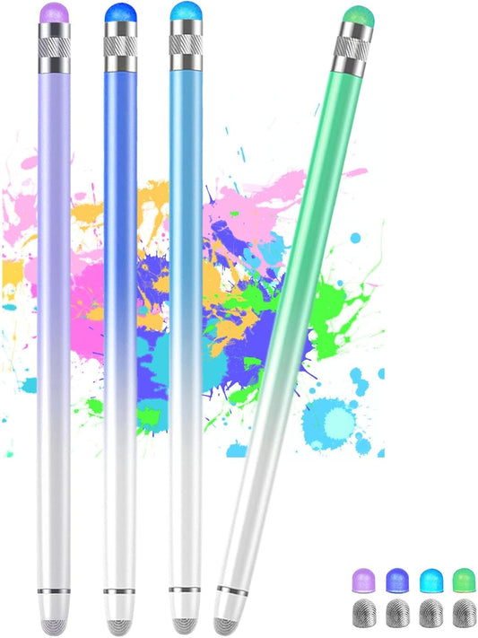 2 in 1 Stylus Pens for Touch Screens High Sensitivity & Precision iPad Pen with 8 Extra Tips,Stylus Pen for iPhone Compatible with All Touch Screen Devices-4 Packs