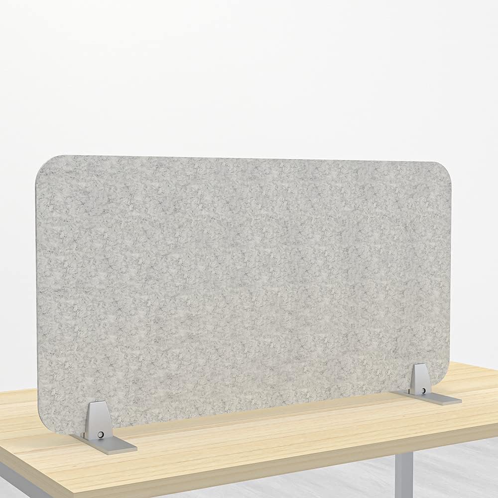 Freestanding Acoustic Desk Divider with Mount | Eco-Friendly Privacy Screen Panel | Noise Reducing Desk Partition | Tackboard Option & Easy to Install | Made from Recycled Plastic | Orange - 18" X 23"