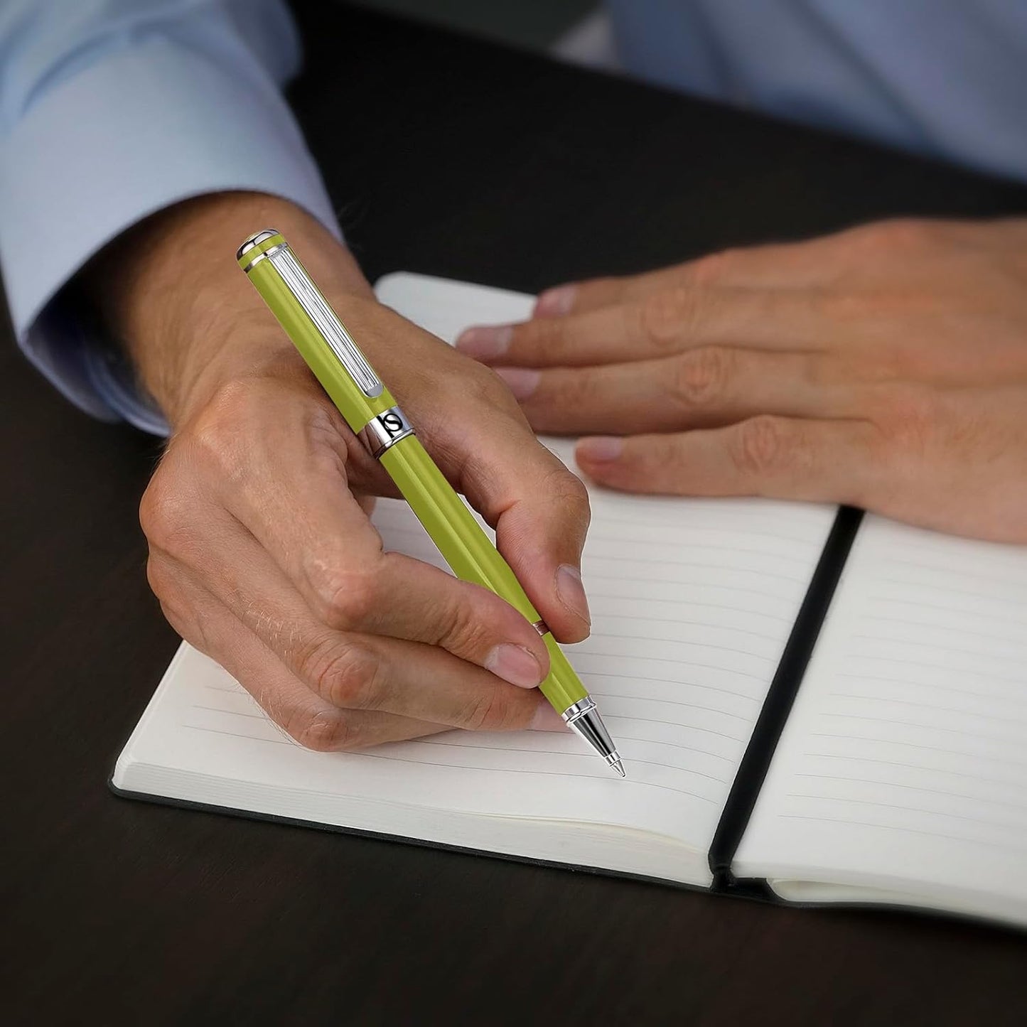 Scriveiner Light Green Rollerball Pen - Stunning Luxury Pen With Chrome Finish, Schmidt Ink Refill, Best Roller Ball Gift Set for Men & Women, Professional, Executive Office, Nice Pens