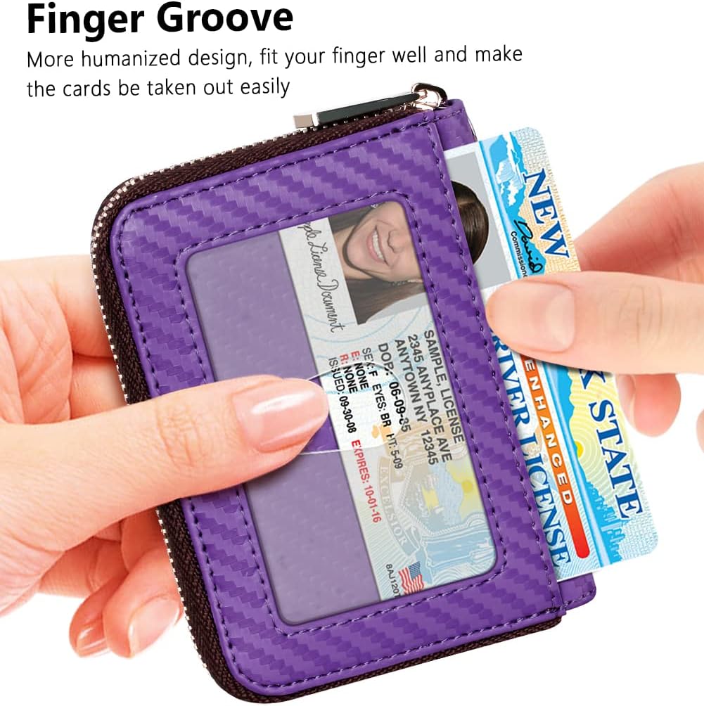 FurArt Zipper Wallet Women, RFID Blocking Credit Card Wallet, Business Card Holder, Compact Size KeyChain Wallet