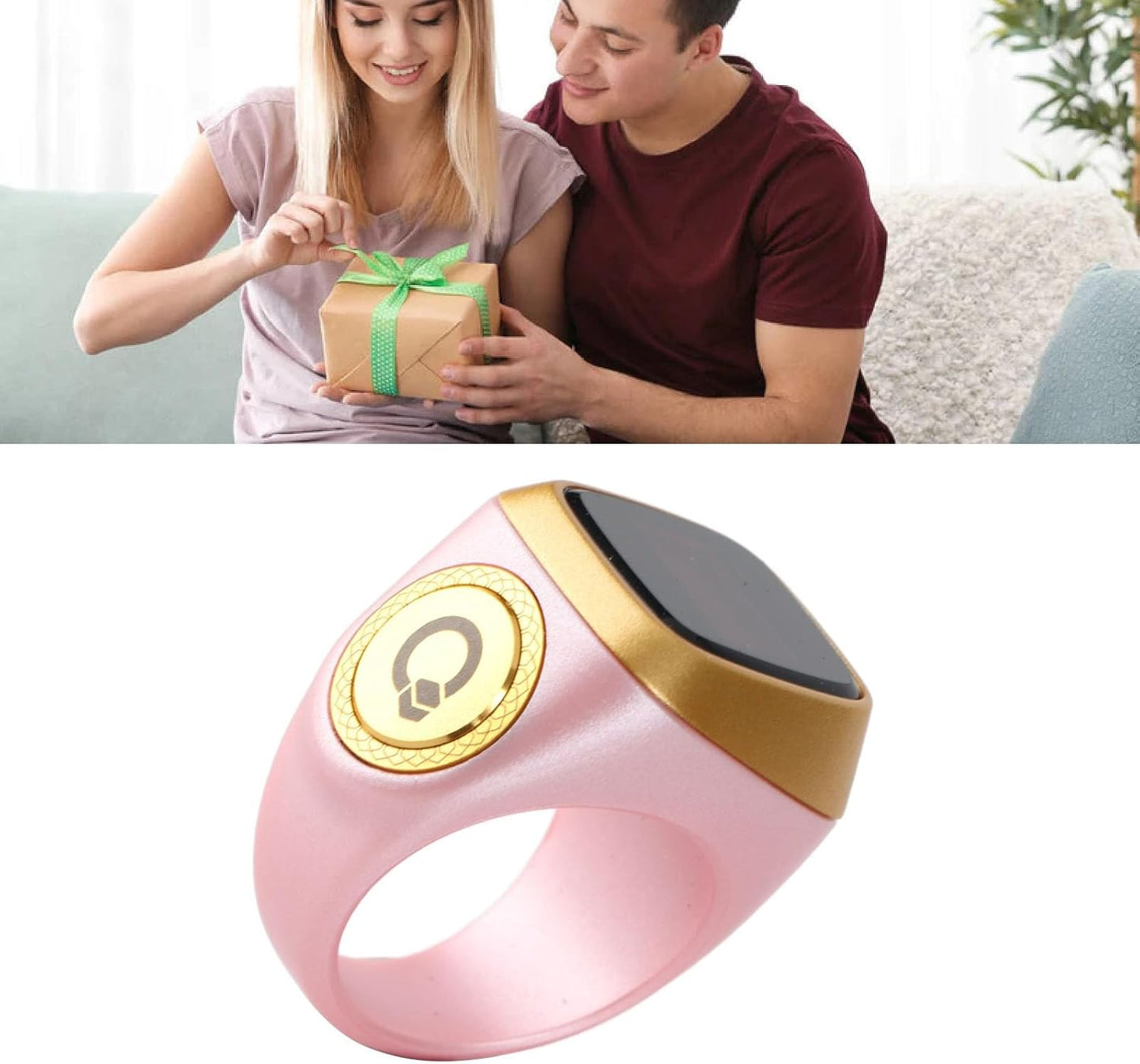 Finger Tally Counter, 20mm Rechargeable Tally Counter Ring BT5.1 Handheld Number Click Counter CNC Button Digital Finger Counter Support APP with 0.49in Screen (Pink)