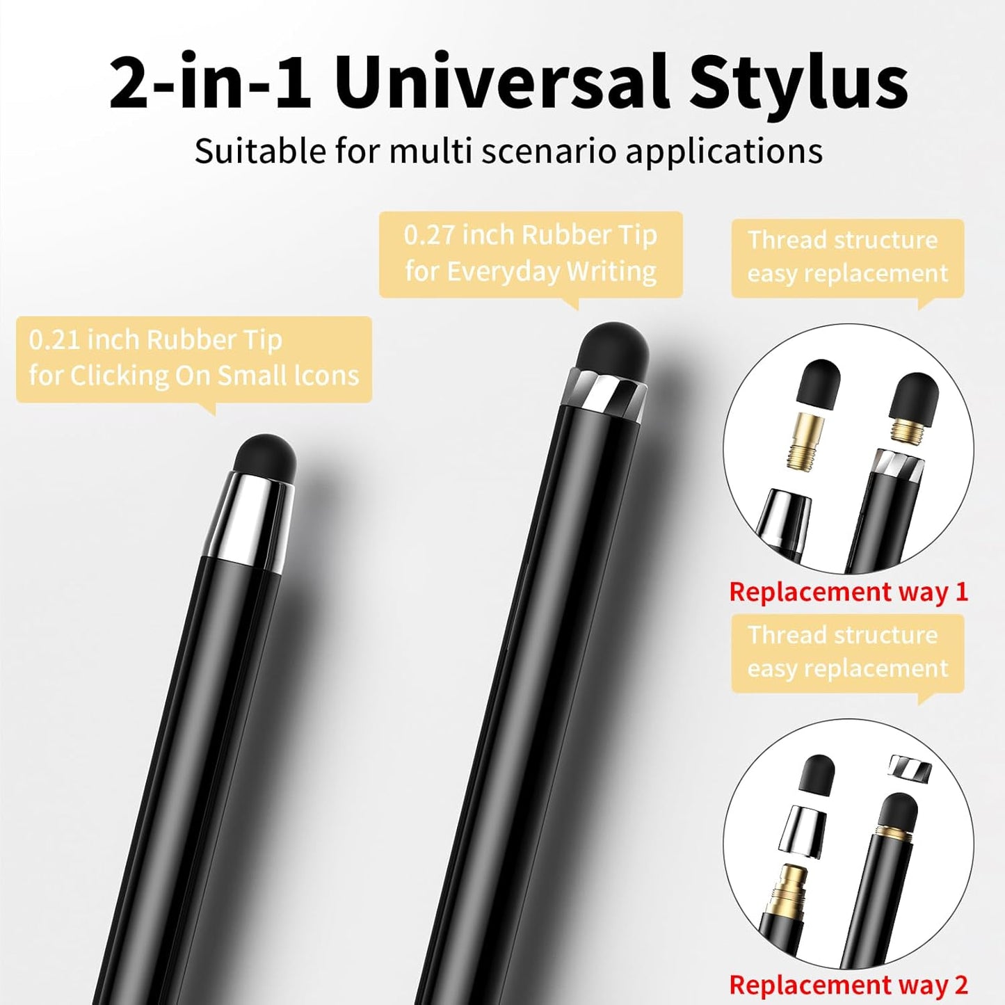 10 PCS Stylus,Stylus Pen for Touchscreen,Stylus 2-in-1 High Sensitivity & Precision Suitable for Touch Screens of iPhone/ipad/Android Tablets(10 Stylus Pen Gold/Black + 20 Tips)