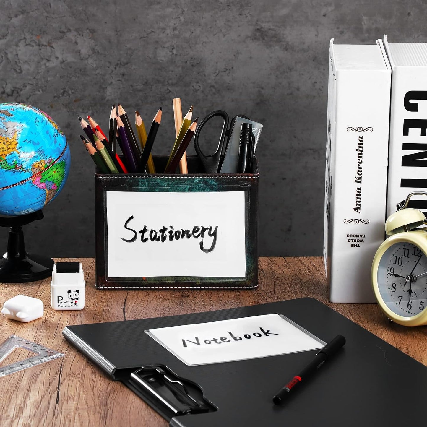 100 Self-adhesive Index Card Pockets Label Pockets sleeves with Top Open for Business Cards, Clear Plastic Sticky Labels Holders for Storage Bins Library Cards, Organizing Totes Shelves(7.3 x 5.67'')