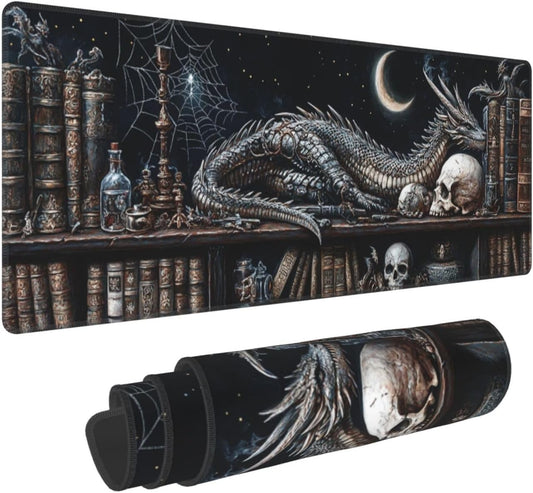 Mystical Dragon Mouse Pad 31.5 X 11.8 Inch Big Desk Rubber Base Stitched Edges Keyboard Pad XXL Mouse Mat for Home Game and Office
