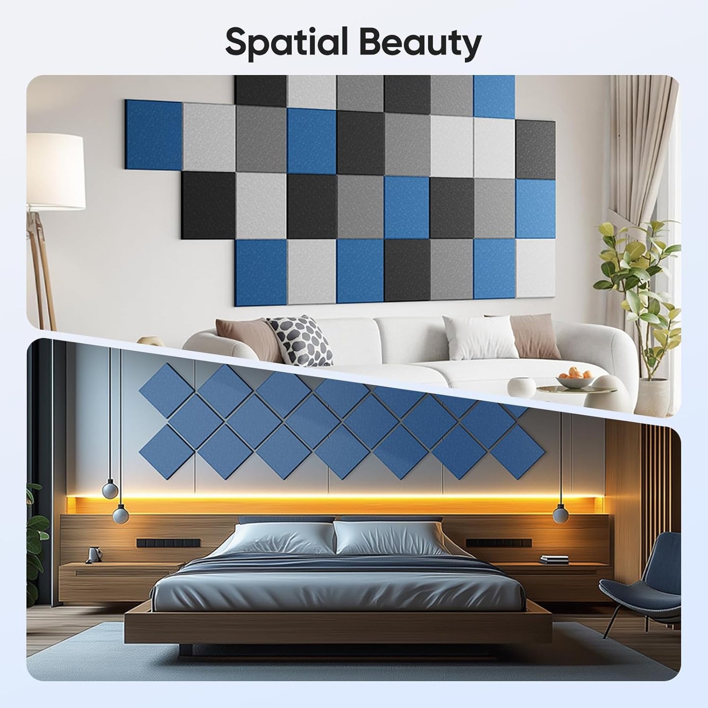 12 Pack 12" X 12" X 0.4" Acoustic Panels for Wall Sound Absorbing,Square Self-Adhesive Sound Panels, High Density Suitable for Multiple Scenarios(Yale Blue)