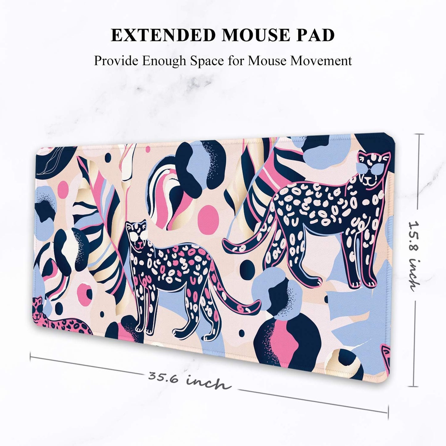 Auhoahsil Large Gaming Mouse Pad, Animal Theme XXL 35.4 x 15.7 in Desk Pad Stitched Non-Slip Rubber Long Computer Mousepad Thin Extended Full Size Desk Mat for Desktop, Laptop, Wireless Mice, Pink