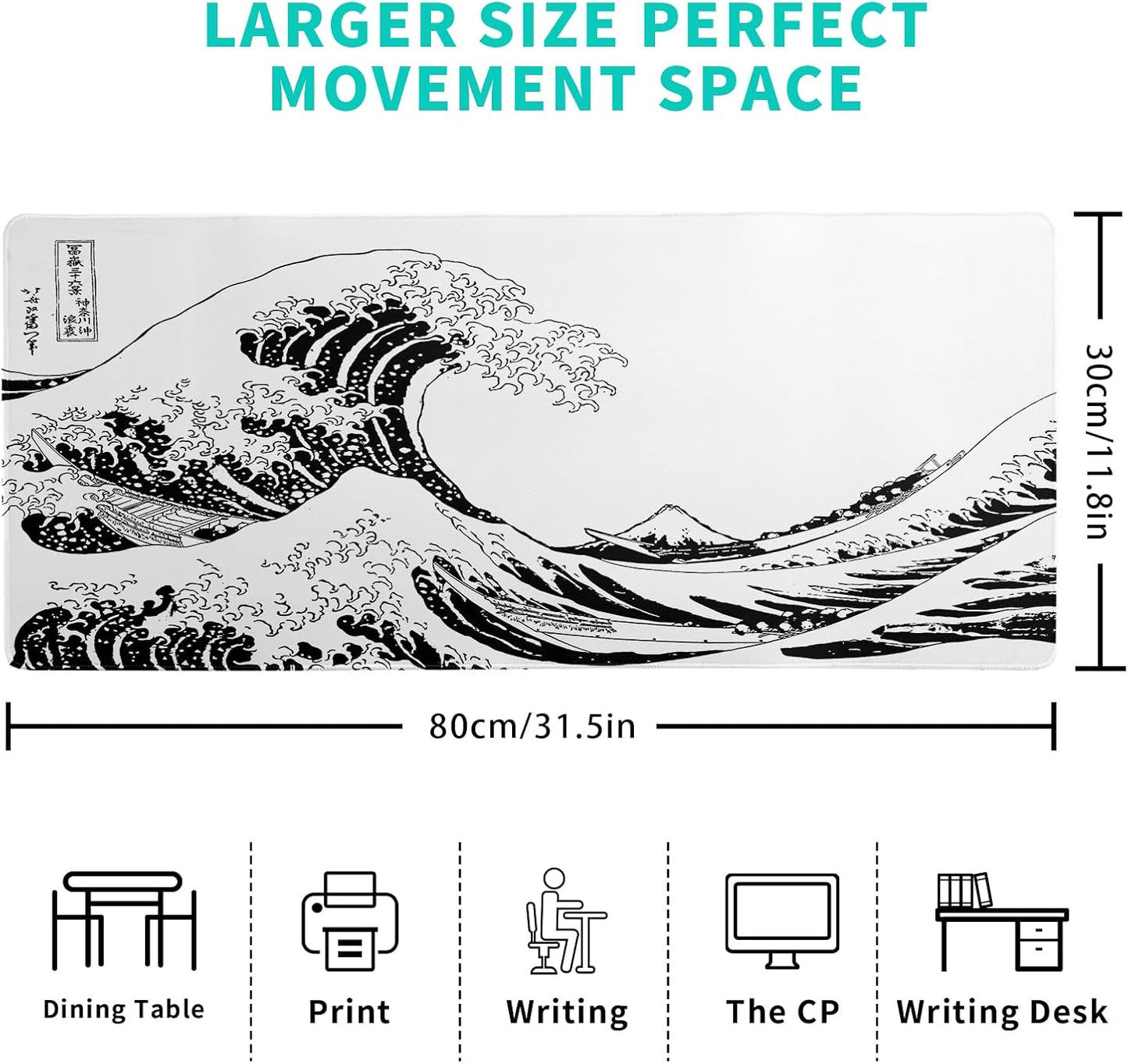 Mousepad 31.5 x 11.8 inches, Large Gaming Mouse Mat with Non-Slip Base, Extended Anime Mouse pad, Full Keyboard Mat with Stitched Edges for Gaming and Office (Grey)