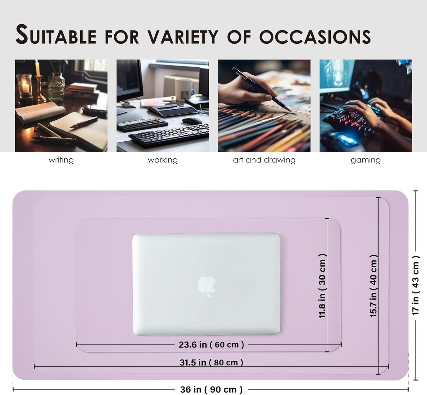 Compact Leather Desk Mat - Small Non-Slip PU Desk Pad for Office and Home - Desk Organization and Accessories - Ideal for Large Mouse Pad and Small Desk Mats on Top of Desks (Purple,23.6"x 11.8")
