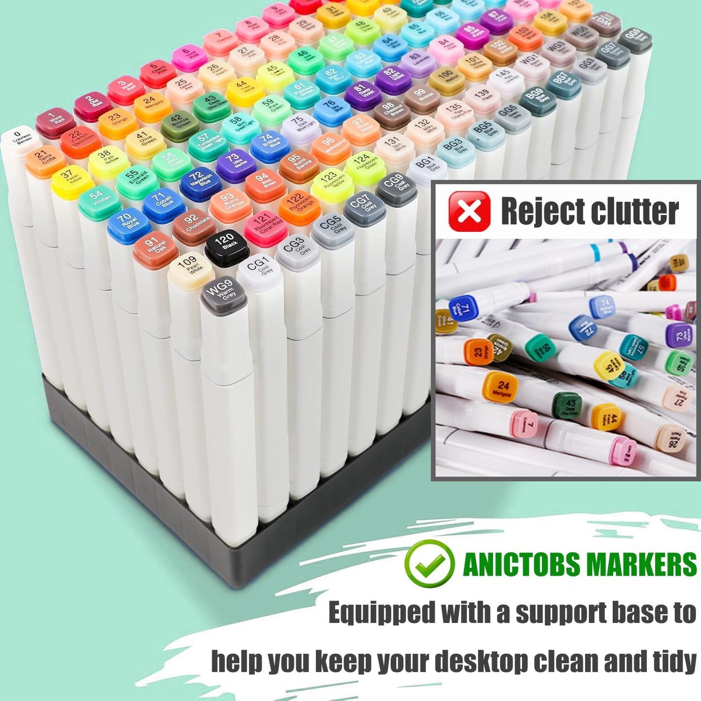 Alcohol Markers 120 Colors with Base Support, Drawing Art Markers Perfect for Students Kids and Adults Comics Sketching Illustration Artistic Creation Gift