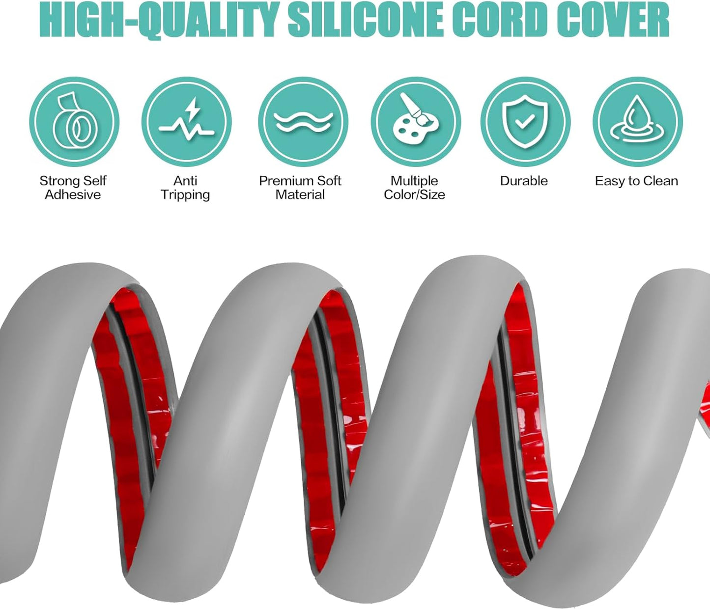 Floor Cord Cover Self Adhesive Cord Hider,10FT Cable Management, Extension Strip Protector for Wires, Prevent Cable Trips for Offices, Gyms, Exhibitions Cavity:0.39"(W) x 0.27"(H) Gray