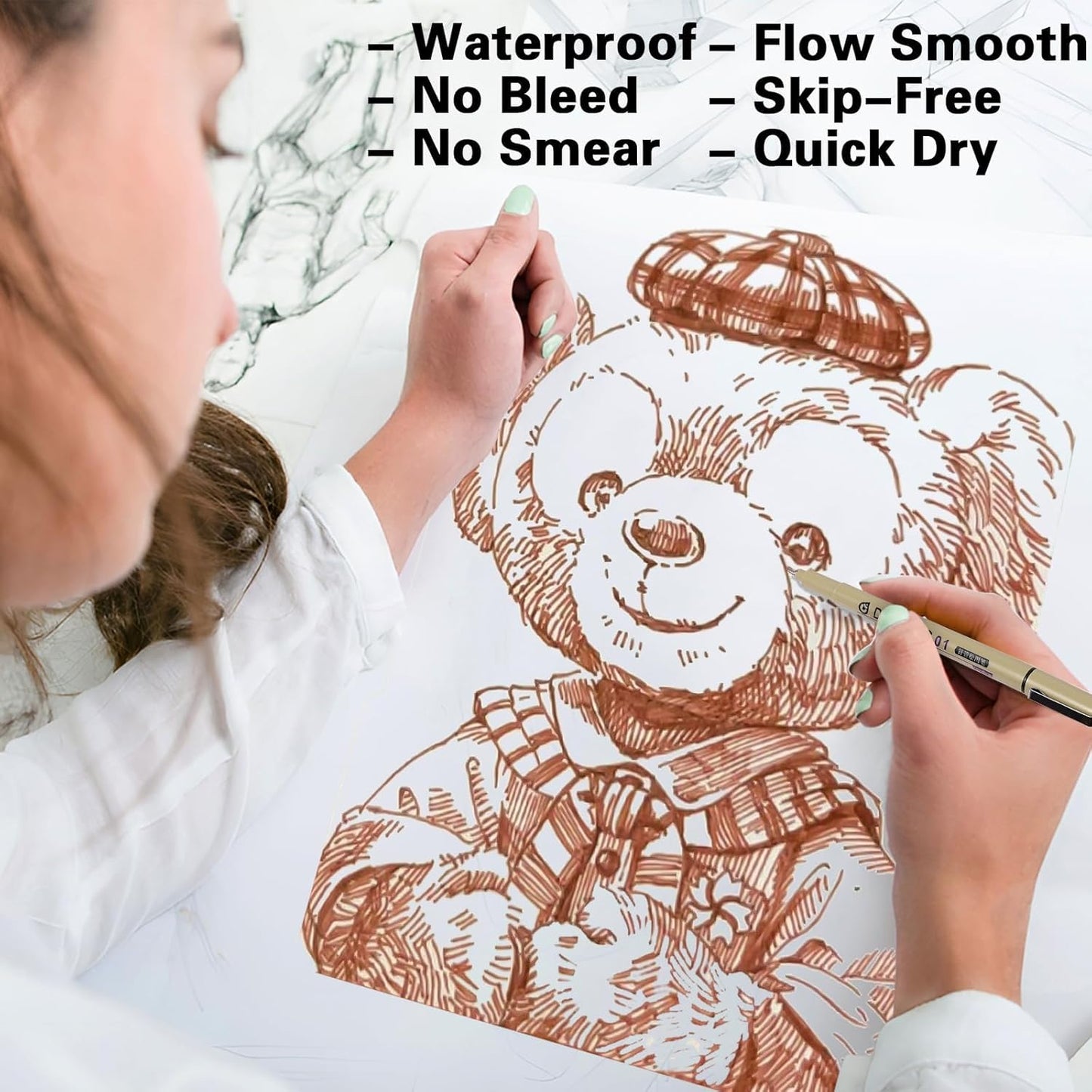 Muchcute Micro Fineliner Drawing Art Pens: 6 Sepia Fine Line Waterproof Ink Set Artist Supplies Brown Archival Inking Marker Liner Sketch Outline Manga Anime Gifts Sketching Watercolor Zentangle Stuff