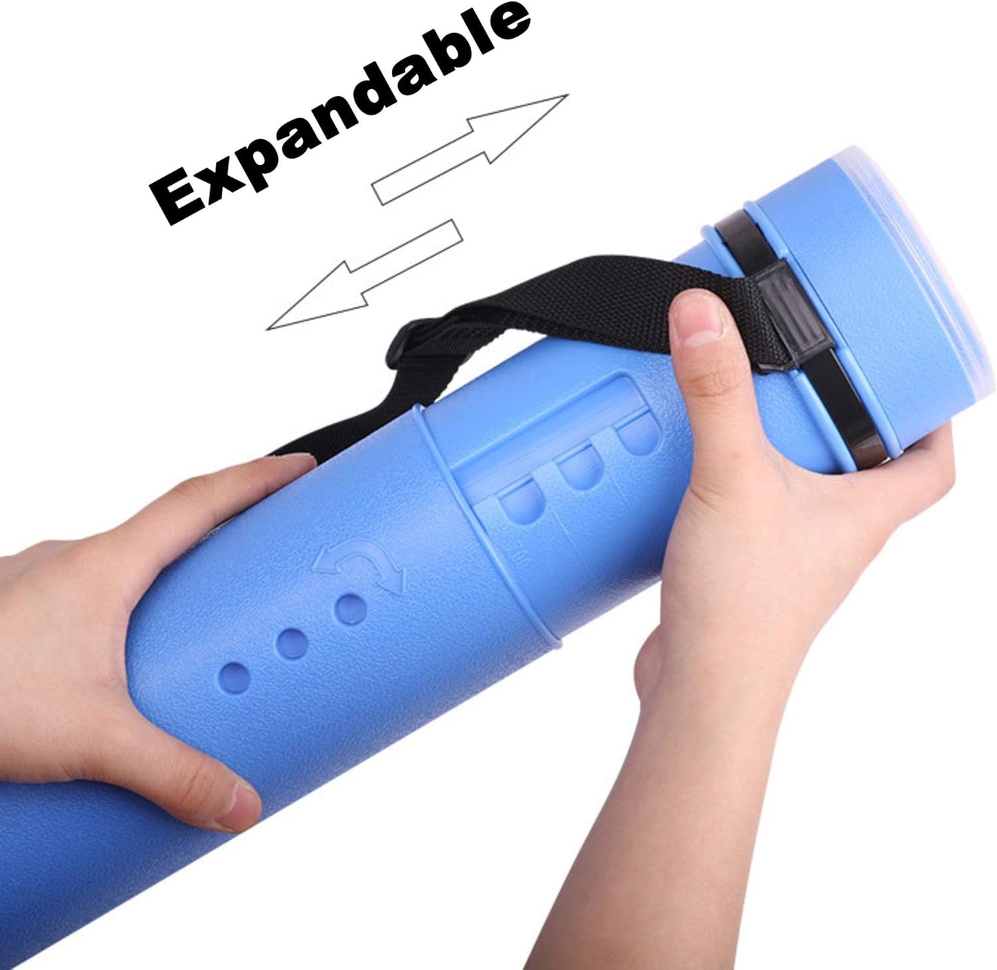 2-Pack Extendable Poster Tubes Expand from 24.5” to 40” with Shoulder Strap | Carry Documents, Blueprints, Drawings and Art | Blue and Yellow Portable Durable Round Storage Cases with Lids and Labels