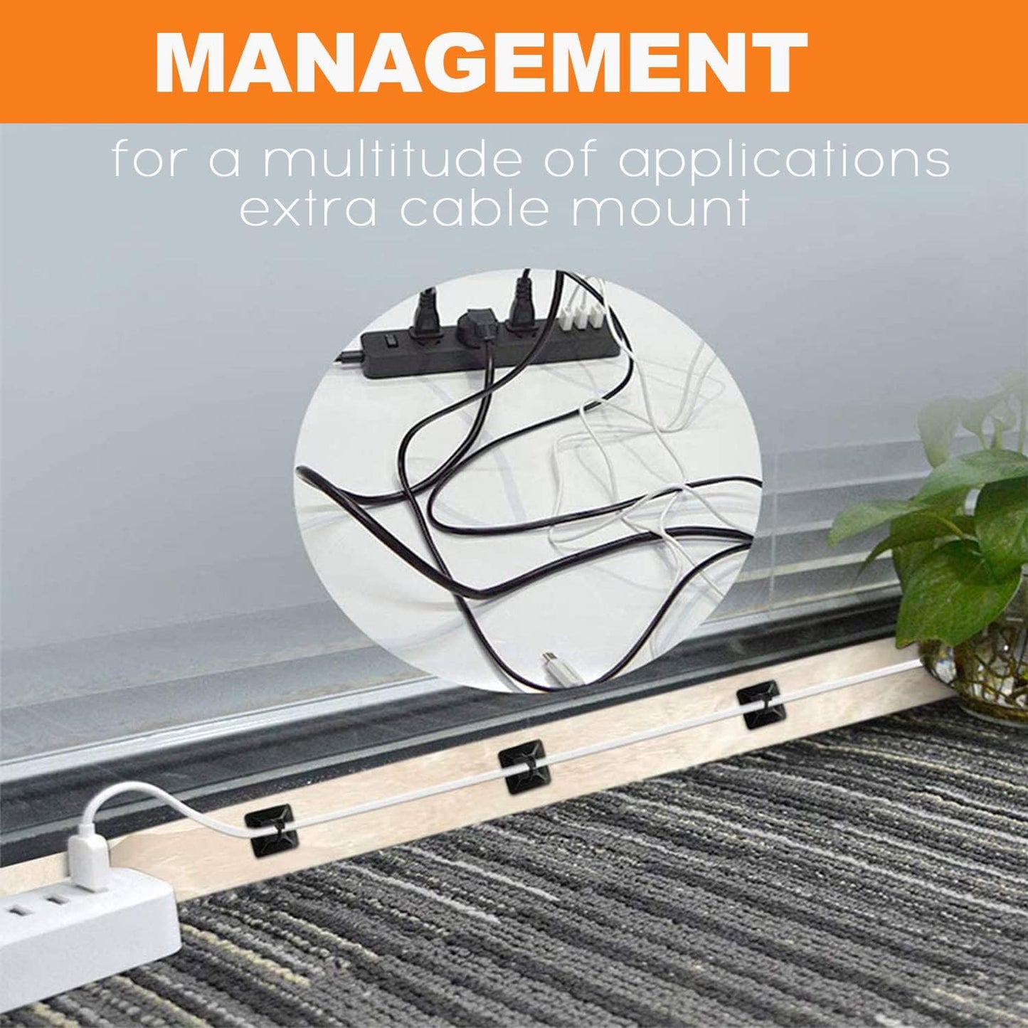 100 Pack 1.1 inch Zip Tie Adhesive Mounts Self Adhesive Cable Tie Base Holders with Multi-Purpose Tie wire clips with screw hole,Anchor stick on wire holder with 8 inch zip ties（Black&White）