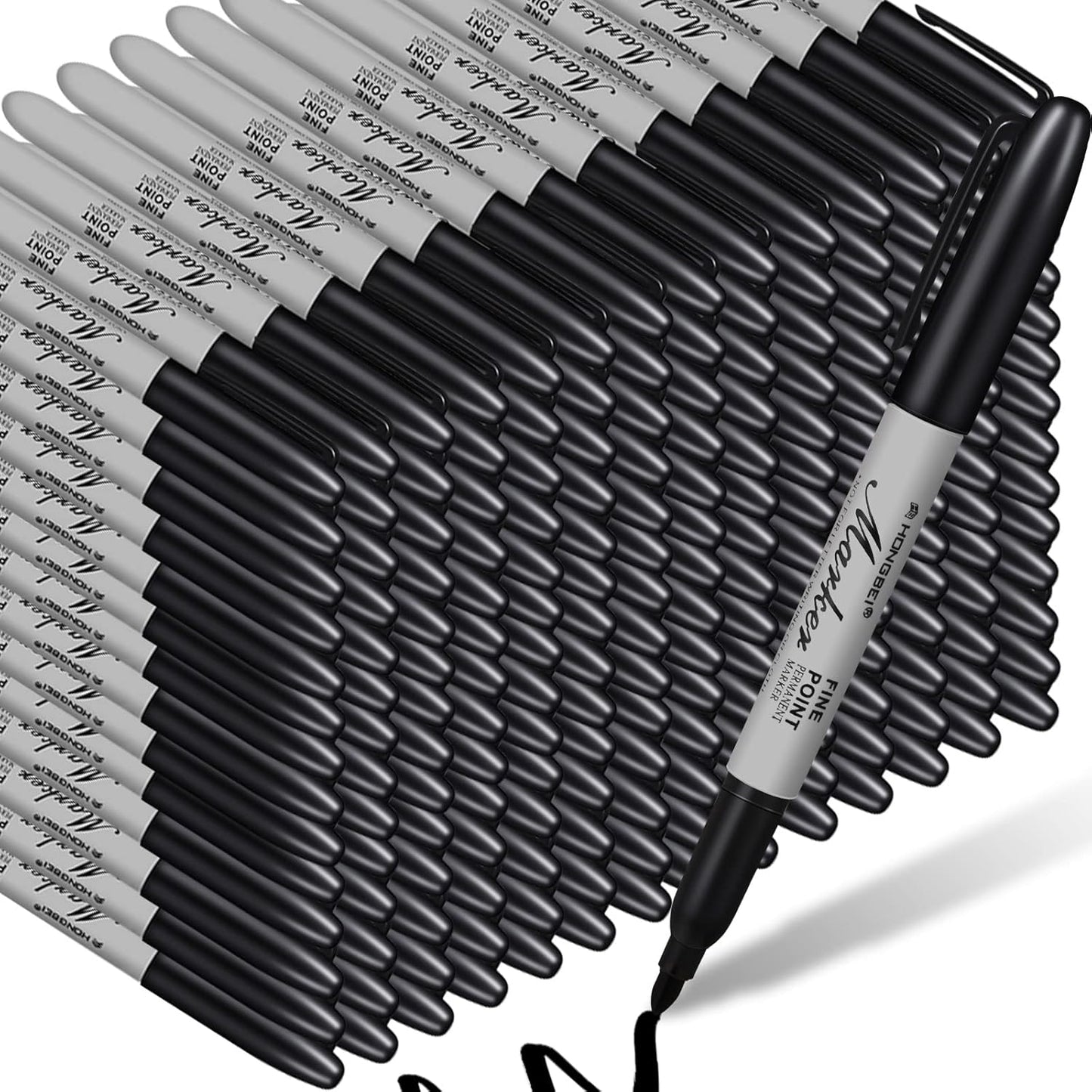 Thenshop 500 Pack Permanent Markers Bulk Black Permanent Marker Set Fine Point Pens Work on Wood, Metal, Stone, Glass