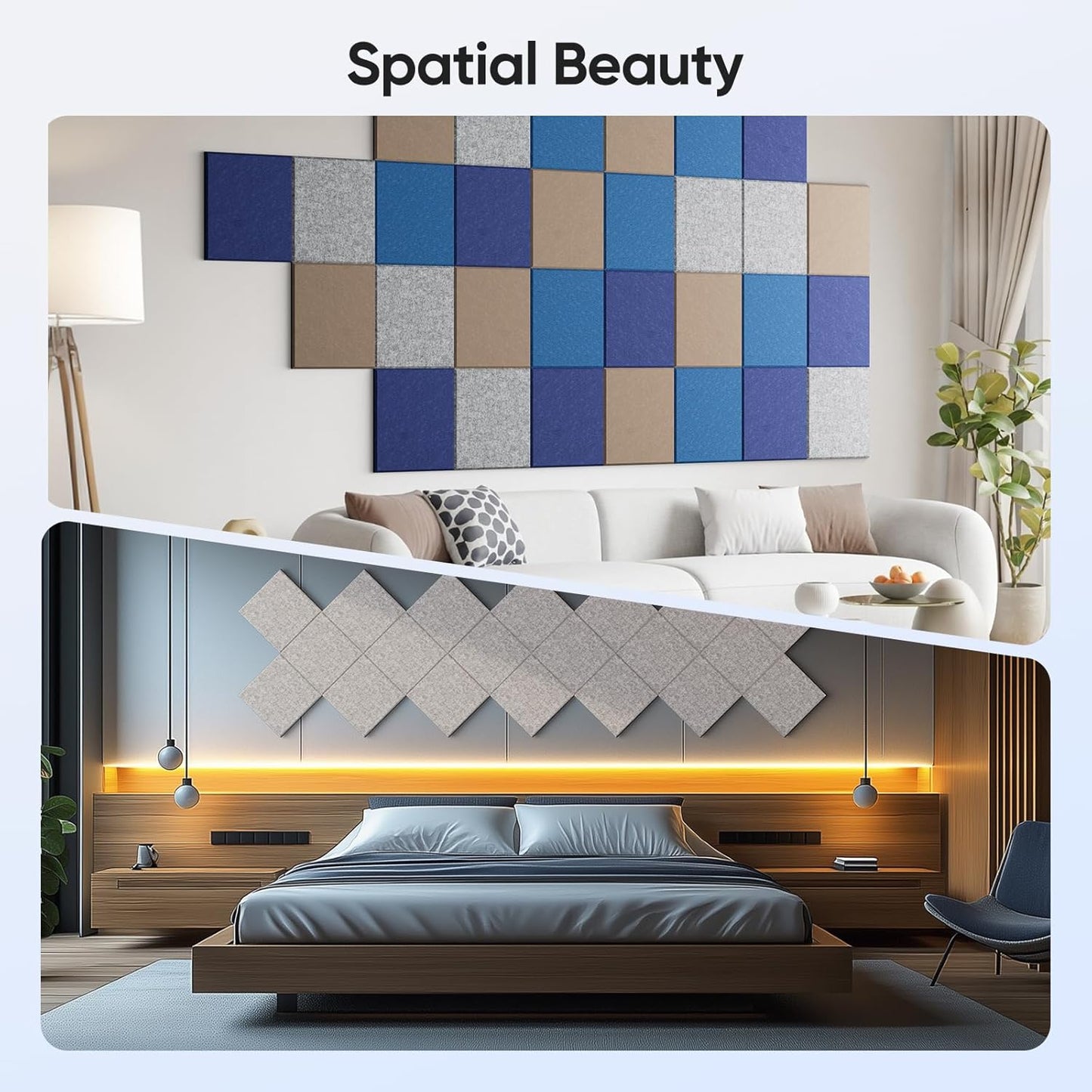 12 Pack 12" X 12" X 0.4" Acoustic Panels for Wall Sound Absorbing,Square Self-Adhesive Sound Panels, High Density Suitable for Multiple Scenarios(Silver Gray)