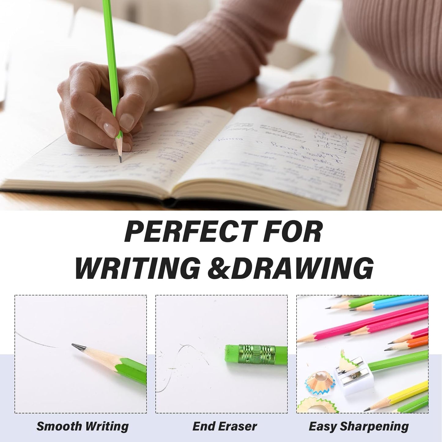 TecUnite 120 Pcs #2 HB Pencils with Eraser No 2 Unsharpened Wooden Hexagonal Pencils for Adults Gifts for School Exam art Learning Office Sketching(Rainbow Colors)