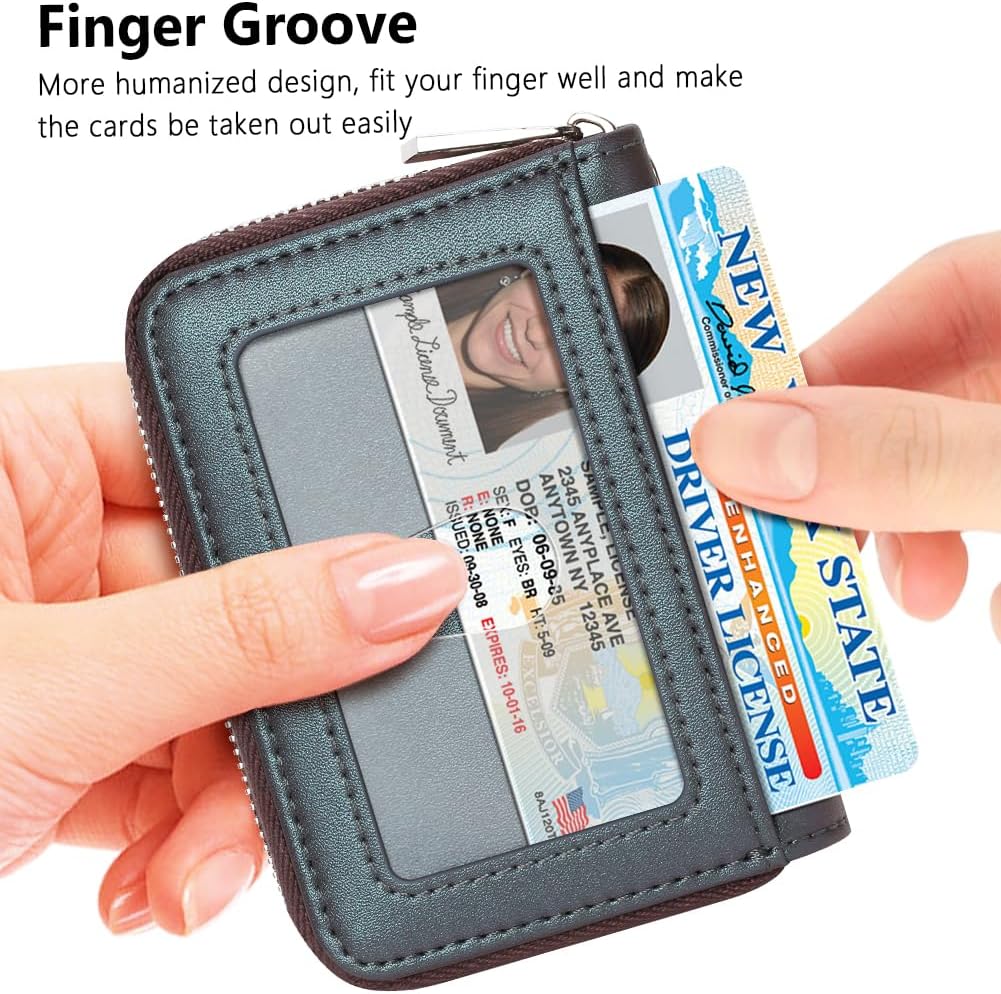 FurArt Zipper Wallet Women, RFID Blocking Credit Card Wallet, Business Card Holder, Compact Size KeyChain Wallet