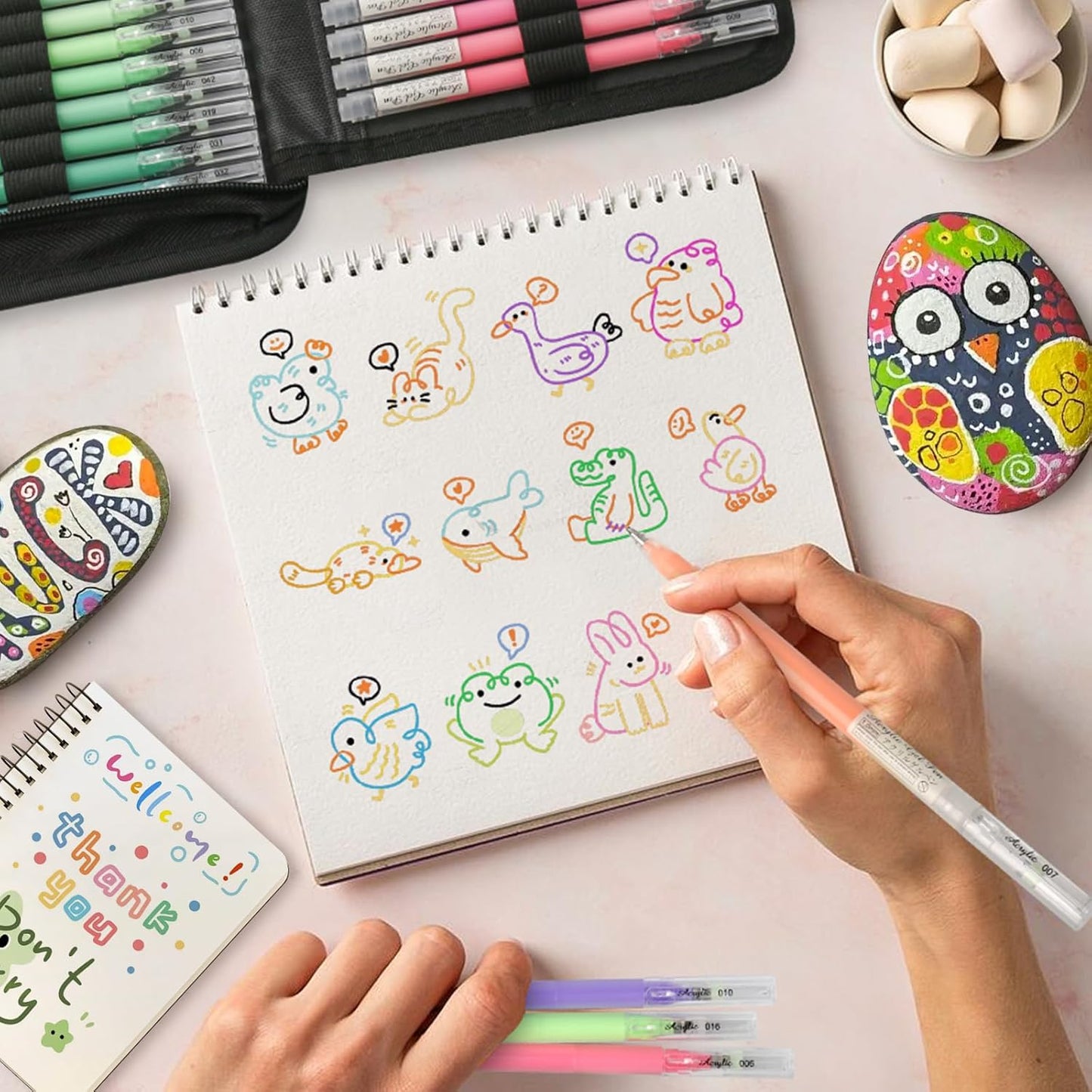 LIUILUCAI 24 Deep Colors Paint Markers, Acrylic Paint Pen,3D Acrylic Gel Pen, 1.0 Fine Tip Muticolor Marker Art Set With Bullet Tip For Black Paper Canvas DIY Crafts, Art, Drawing-1.0 mm